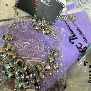 Paparazzi Silver Statement Necklace with Crystal Layers